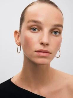 Pendientes gallonados de oro rosa de 18kt