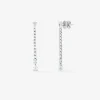 Pendientes largo de oro blanco de 18K con diamantes