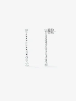 Pendientes largo de oro blanco de 18K con diamantes
