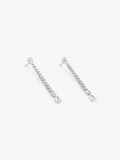 Pendientes largo de oro blanco de 18K con diamantes