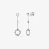 Pendientes largos de cadena de oro blanco de 18kt con motivos circulares con diamantes