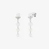 Pendientes largos de oro blanco de 18k con perlas Akoya y diamantes