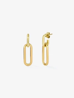 Pendientes medianos de eslabones forza de oro amarillo de 18K