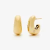 Pendientes peque&ntilde;os de aro de oro amarillo de 18K con diamantes en talla brillante de 0,05 cts
