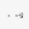 Pendientes solitarios de oro blanco de 18K con 2 diamantes en talla brillante con un total de 0,06 cts