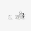 Pendientes solitarios de oro blanco de 18K con 2 diamantes en talla brillante con un total de 0,2 cts