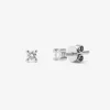 Pendientes solitarios de oro blanco de 18K con 2 diamantes en talla brillante con un total de 0,14 cts