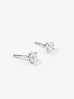 Pendientes solitarios de oro blanco de 18K con diamantes blancos en talla brillante