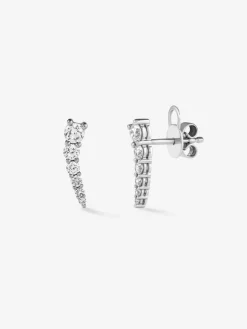 Pendientes trepador de oro blanco de 18K con diamantes