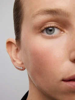 Pendientes trepador de oro blanco de 18K con diamantes