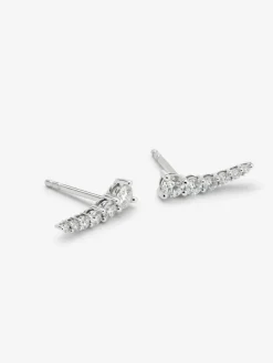 Pendientes trepador de oro blanco de 18K con diamantes