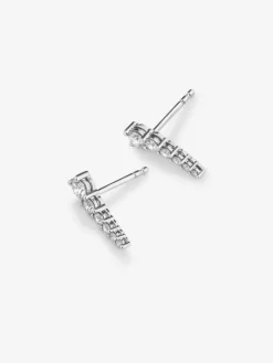 Pendientes trepador de oro blanco de 18K con diamantes