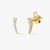 Pendientes trepadores de oro amarillo de 18K con 12 diamantes en talla brillante con un total de 0,34 cts