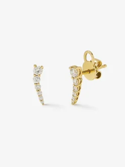 Pendientes trepadores de oro amarillo de 18K con 12 diamantes en talla brillante con un total de 0,34 cts