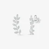 Pendientes trepadores de oro blanco de 18K con diamantes en talla brillante de 0,16 cts