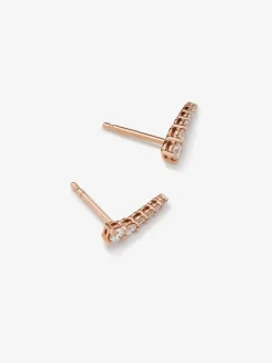 Pendientes trepadores de oro rosa de 18K con diamantes