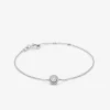 Pulsera cadena c&iacute;rculo de oro blanco de 18K de diamantes