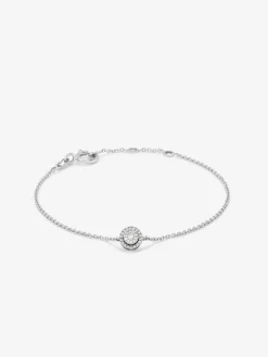 Pulsera cadena c&iacute;rculo de oro blanco de 18K de diamantes