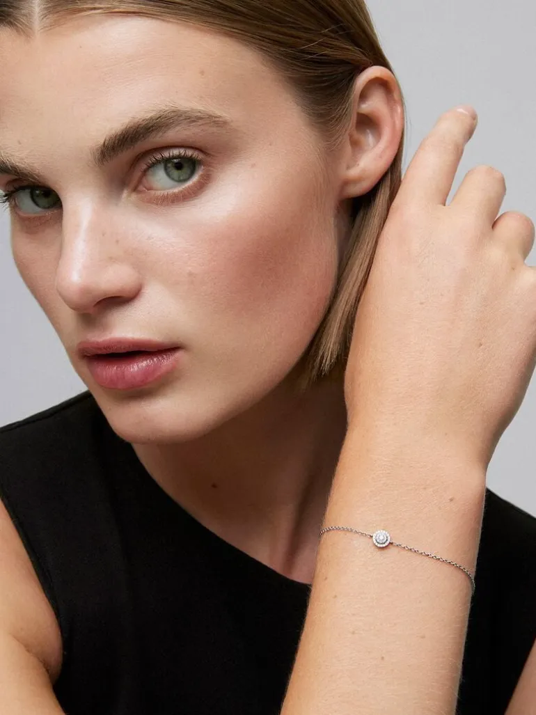 Pulsera cadena círculo de oro blanco de 18K de diamantes