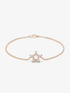 Pulsera cadena con estrella de oro rosa de 18K con diamantes