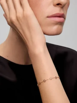 Pulsera cadena con estrellas de oro rosa de 18K con diamantes