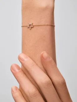 Pulsera cadena con estrella de oro rosa de 18K con diamantes