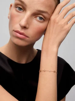 Pulsera cadena con estrellas de oro rosa de 18K con diamantes