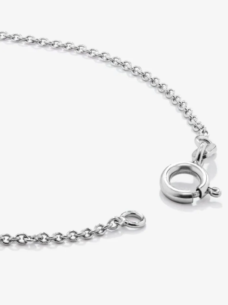 Pulsera cadena con inicial de oro blanco de 18K y diamantes