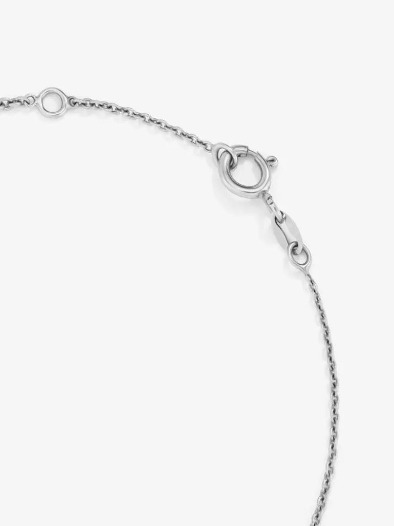 Pulsera cadena con inicial de oro blanco de 18K y diamantes