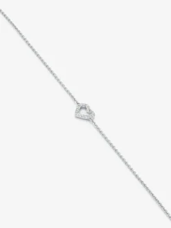 Pulsera cadena corazón de oro blanco de 18K de diamantes