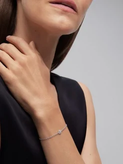 Pulsera de grace de oro blanco con diamante