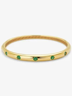 Pulsera de oro amarillo de 18K con esmeraldas en talla brillante de 1,02 cts
