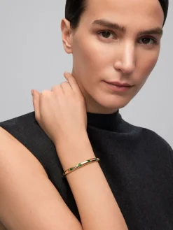 Pulsera de oro amarillo de 18K con esmeraldas en talla brillante de 1,02 cts