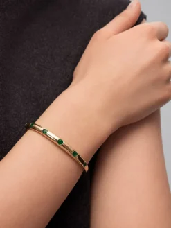 Pulsera de oro amarillo de 18K con esmeraldas en talla brillante de 1,02 cts