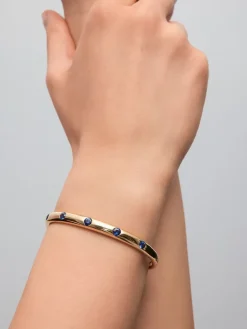 Pulsera de oro amarillo de 18K con zafiros azules en talla brillante de 1,69 cts