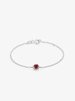 Pulsera de oro blanco de 18K con rub&iacute; 0,21 cts y diamantes 0,06 cts