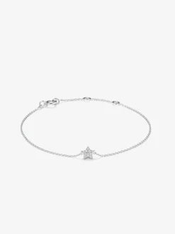 Pulsera de oro blanco de 18K con diamantes blancos en talla brillante de 0,05 cts con forma de estrella
