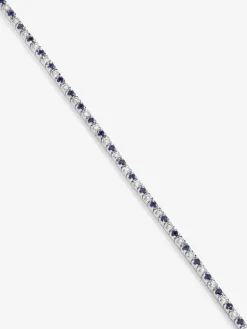 Pulsera de oro blanco de 18K con 37 diamantes en talla brillante con un total de 0,88 cts y 38 zafiros azules en talla brillante con un total de 0,95 cts