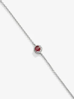 Pulsera de oro blanco de 18K con rub&iacute; 0,21 cts y diamantes 0,06 cts