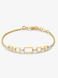 Pulsera de oro blanco y amarillo de 18K con diamantes blancos en talla brillante de 0,12 cts