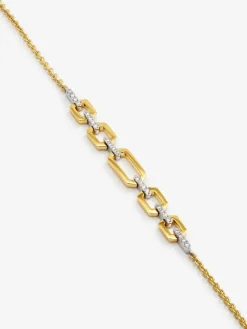 Pulsera de oro blanco y amarillo de 18K con diamantes blancos en talla brillante de 0,12 cts