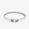Pulsera de plata 925 con amatista verde en talla princesa de 2,19 cts y amatistas moradas en talla corazón de 1,6 cts