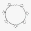 Pulsera de plata 925 con corazones y 7 diamantes en talla brillante con un total de 0,05 cts