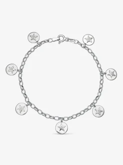 Pulsera de plata 925 con estrellas y diamante de 0,05 cts