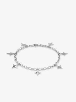 Pulsera de plata 925 con estrellas y 7 diamantes en talla brillante con un total de 0,05 cts