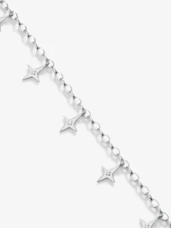Pulsera de plata 925 con estrellas y 7 diamantes en talla brillante con un total de 0,05 cts