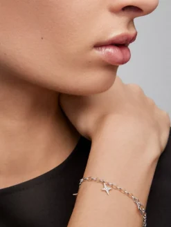 Pulsera de plata 925 con estrellas y 7 diamantes en talla brillante con un total de 0,05 cts