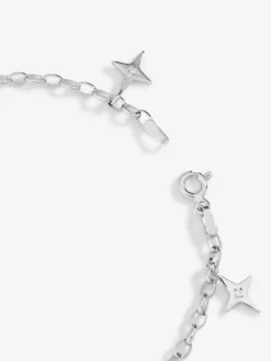 Pulsera de plata 925 con estrellas y 7 diamantes en talla brillante con un total de 0,05 cts