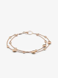 Pulsera doble de oro rosa de 18K