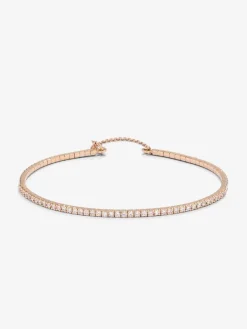 Pulsera r&iacute;gida de oro rosa de 18K con 42 diamantes blancos en talla brillante con un total de 0,75 cts